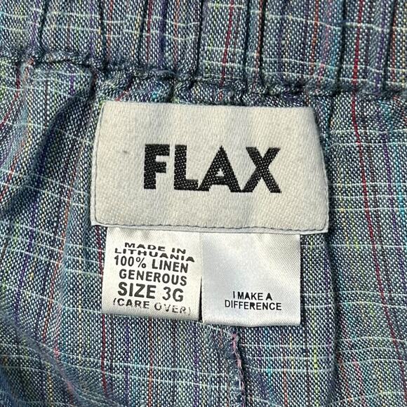 FLAX Linen Plaid Generous Maxi Skirt Women's Sz 3G/3X Blue Multi Natural Boho - Picture 4 of 6